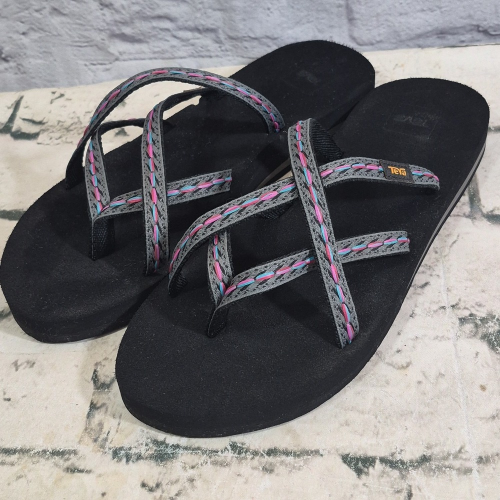 Teva Olowahu Mush Sandals Strappy Flip Flops Womens Size 10 Walking Magenta Blue